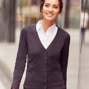 Russell Ladies Cotton/Acrylic V Neck Cardigan - 715F