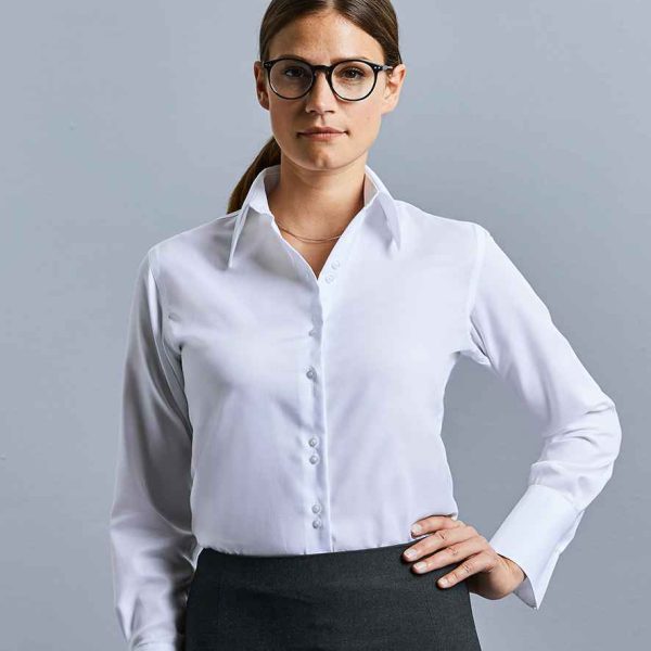 956F Russell Collection Ladies Long Sleeve Ultimate Non-Iron Shirt