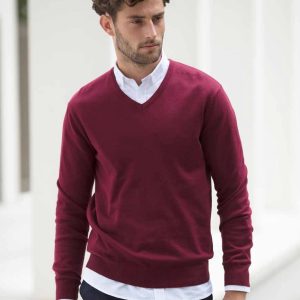 Henbury Lightweight Cotton/Acrylic V Neck Sweater - H720