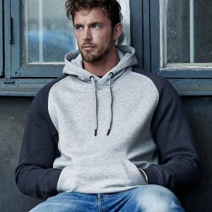 T5432 Tee Jays Two Tone Raglan Hooded Sweatshirt