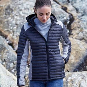 T9611 Tee Jays Ladies Crossover Hooded Padded Outdoor Jacket
