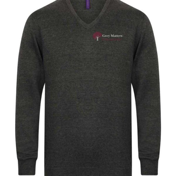 Grey Matters H720 Mens Lightweight V Neck Sweater - Grey Marl