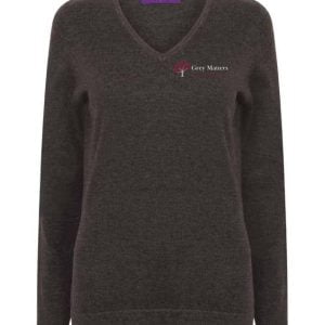 Grey Matters H721 Ladies Lightweight V Neck Sweater - Grey Marl