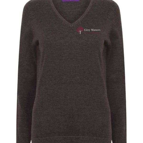 Grey Matters H721 Ladies Lightweight V Neck Sweater - Grey Marl