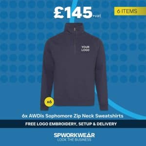 6x AWDis Sophomore Zip Neck Sweatshirt Event Staff Bundle - Winter