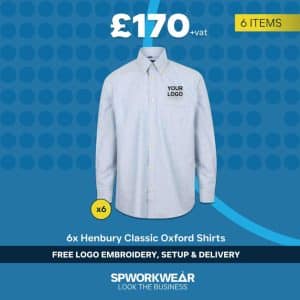 6x Henbury Long Sleeve Classic Oxford Shirt Event Staff Bundle - Winter