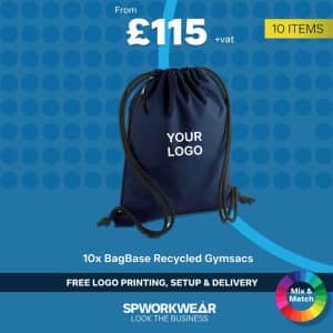 10x BagBase Recycled Gymsac Event Giveaways Bundle - Winter