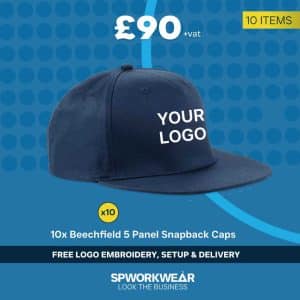 10x Beechfield 5 Panel Snapback Cap Event Giveaways Bundle - Winter
