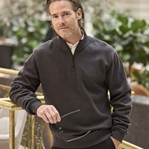 Tee Jays Ribbed Interlock Half Zip Sweatshirt - T5506