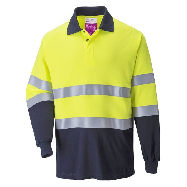 Portwest Flame Resistant Anti-Static Two Tone Polo Shirt - FR74