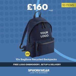 10 x BagBase Recycled Backpack Bundle