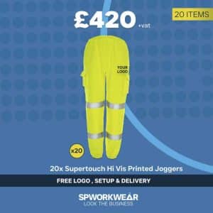 25 x Supertouch Hi Vis Jogging Bottoms Printed Logo Bundle