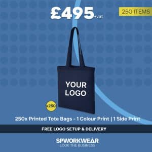 250x Printed Tote Bags - Colour Bags