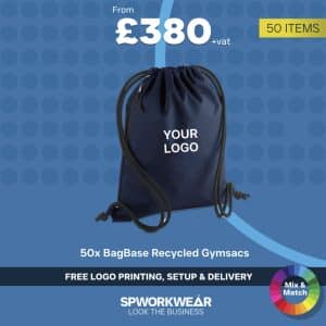 50 x BagBase Recycled Gymsac Bundle