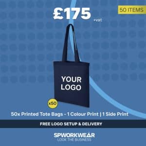 50x Printed Tote Bags - Colour Bags
