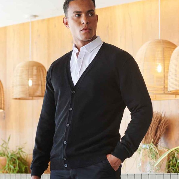 Henbury Lightweight Cotton/Acrylic V Neck Button Cardigan - H722