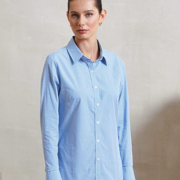 Premier Ladies Microcheck Long Sleeve Shirt - PR320