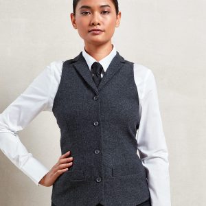 Premier Ladies Herringbone Waistcoat - PR626
