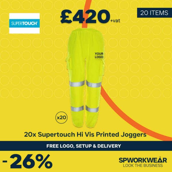 20x Supertouch Hi Vis Jogging Bottoms Printed Logo Bundle - Summer