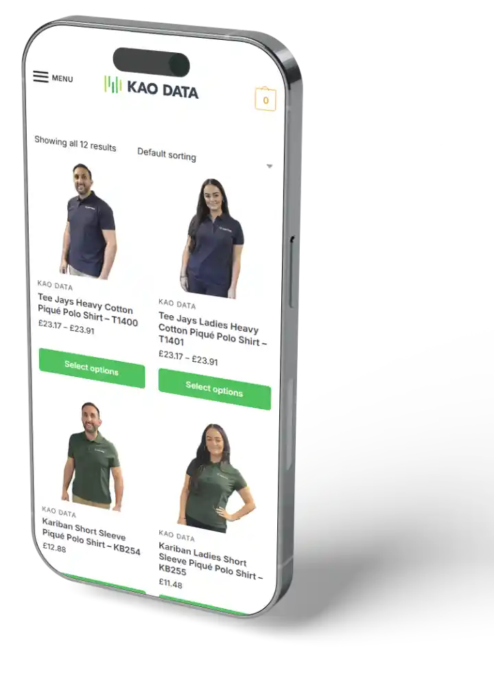 Kao Data ordering portal on a phone