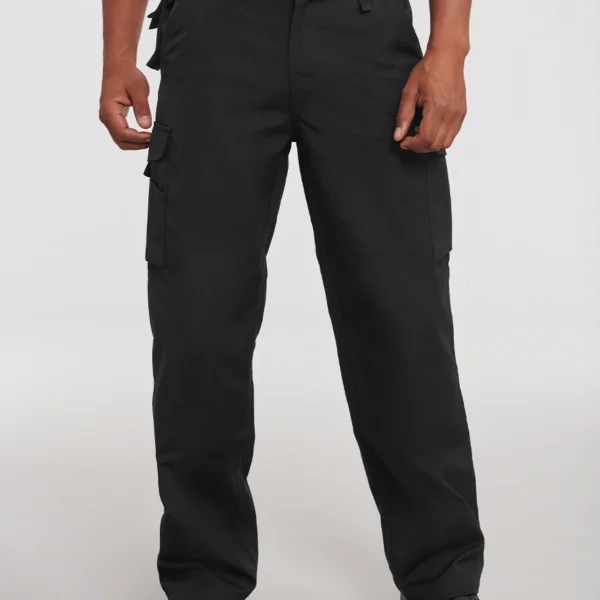 Russell Heavy Duty Work Trousers in Black, worn