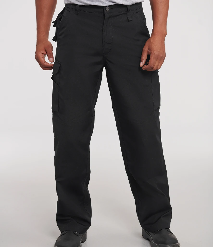 015m-blk-model Russell Heavy Duty Work Trousers in Black, worn