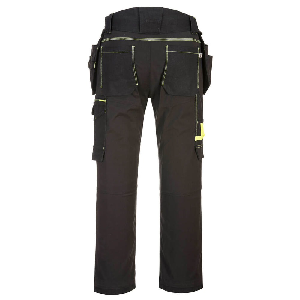 Portwest WX3 Eco Stretch Holster Trousers in Black, back