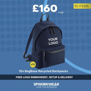 10x BagBase Recycled Backpack Event Giveaways Bundle - Winter