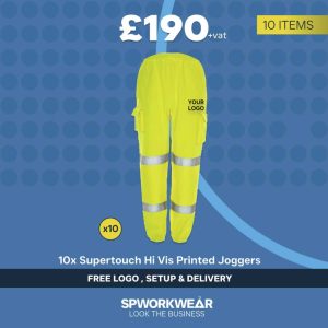 10x Supertouch Hi Vis Jogging Bottoms Printed Logo Bundle - Winter